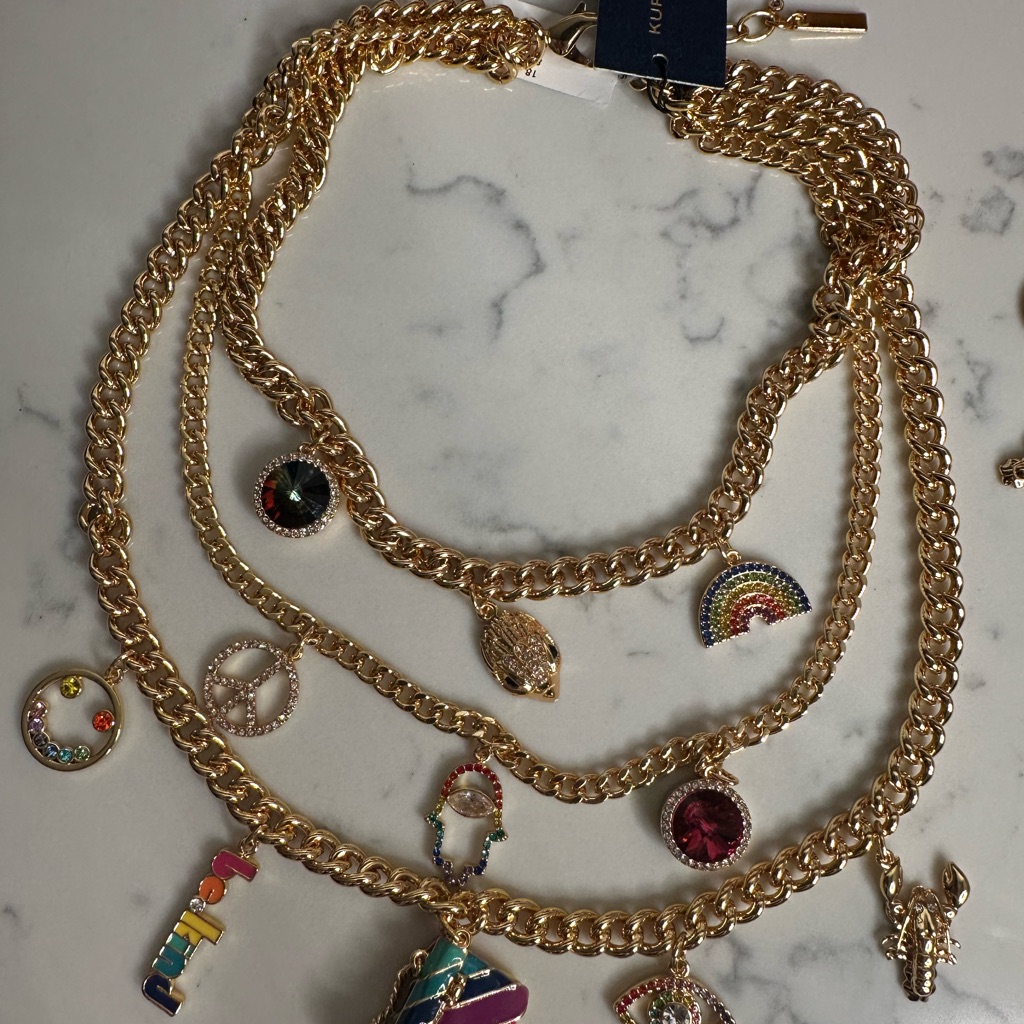 Kurt Geiger Gold Necklace With Colorful Charms